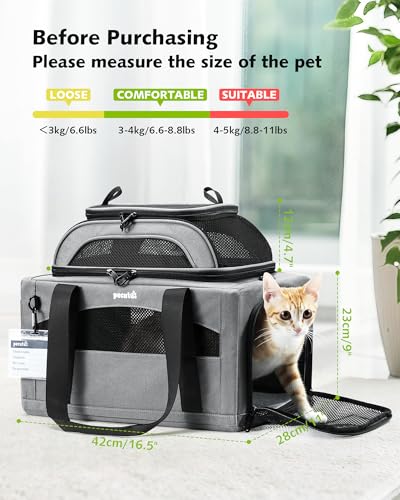 Sac de transport pour chat extensible Pecute et pliable gris foncé - 3