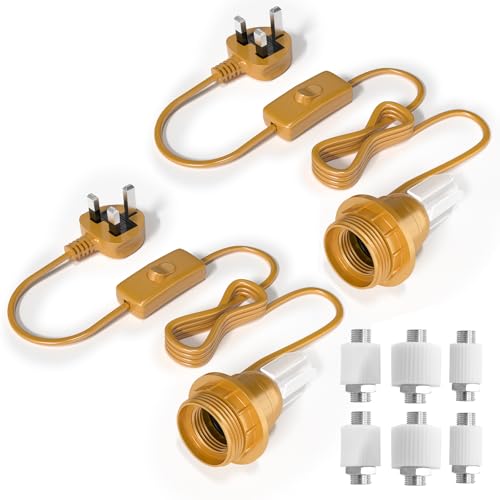 BrightArk 2 Packs DIY Bottle Light Kit E27 Bottle Lamp Adaptor Kit 60W E27 Bottle Lamp Holder Adaptor Cable in-Line Switch Wine Bottle Top Black Light Fittings for Lamp Electric