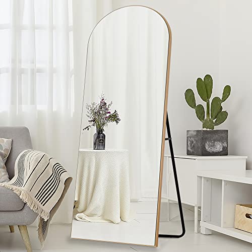 Image of PexFix Arched Full Length Mirror Arched Wall Mirror Floor Mirror with Stand Contemporary Full Length Mirror with Gold Wood Frame,60''x20'' (USAM019)
