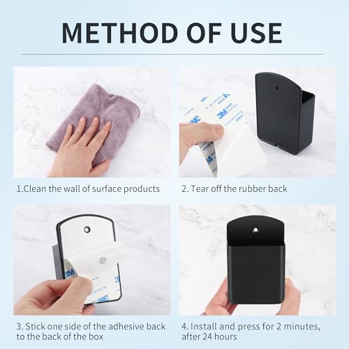JSMTKJ 4 Stück Fernbedienung Halterung Fernbedienung Wandstifthalter Fernbedienung Halter Aufbewahrung selbstklebend Wandmontage Kein Bohren für Controller, Organizer Box
