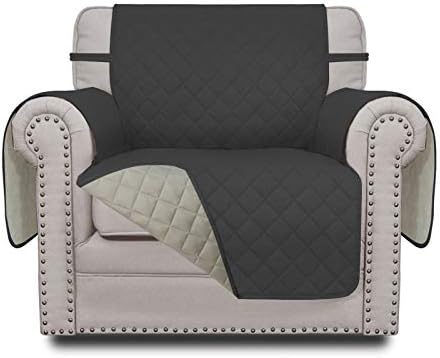 Greatime Sofa Covers,Slipcovers,Reversible Quilted Furniture Protector,Water Resistant,Improved Couch Shield with Elastic Straps,Anti-Slip Foams,Pet Kids,Children,Dogs(Futon, Black/Beige)