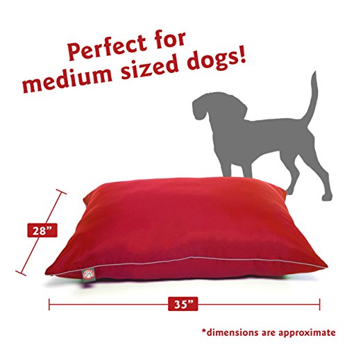 Image of Majestic Pet Rectangle Medium Dog Bed Washable - Non Slip Comfy Pet Bed - Super Value Crate Pet Pillow - Puppy Kennel for Sleeping - Medium Breed 35 x 28 Inch - Solid Red