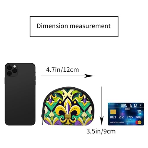 Portable Coin Purse Fleur-De-Lis-Fat Tuesday Mini Zippered Money Pouch Card Holder2