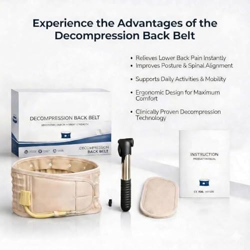 Image of Advanced Decompression Back Belt - Instant Lower Back Pain Relief, Inflatable Lumbar Support with Hand Pump, Professional Spinal Traction Device for Sciatica, Herniated & Slip Disc, Adjustable 29-49 Inch Waist Brace