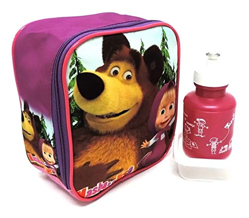 Kit Mochila Infantil Masha E O Urso Rodinhas M Lancheira F5