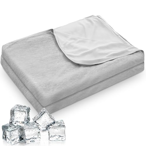 Namalu 2 in 1 Kühldecke 150 x 200 cm Selbstkühlende Sommerdecke mit Arc-Chill Q-Max > 0.4 Kühlfasern Schweißableitende und Atmungsaktive Bettdecke Leichte Sofadecke Reise Decke, Grau
