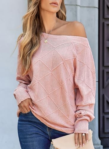 Image of EVALESS Casual Crewneck Sweaters for Women Fall Winter 2026 Lightweight Long Batwing Sleeve Pullover Sweaters Tops Clothes