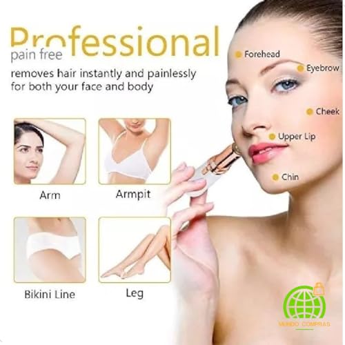 Batom Depilador Facial Elétrico Indolor Recarregável Tira Pelos Buço Cor Branco 110V/220V Mundo Comp