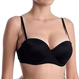 LORMAR Reggiseno Donna A Fascia con Ferretto E Spalline Removibili Colore Nero TG 2-S Art.Pura Fascia