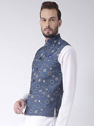 Image of Hangup mens printed nehru jacket 35A PRINTED NEHRU