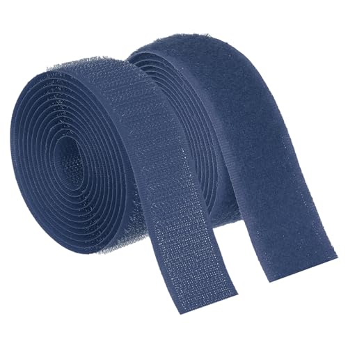 Image of PATIKIL 1.5 Yard Sew on Hook and Loop Strips, 1 Inch(25mm) Width Non-Adhesive Back Nylon Fabric Tape Strong Grip Fastener Strips Interlocking Tape for DIY Craft Sewing, Dark Blue