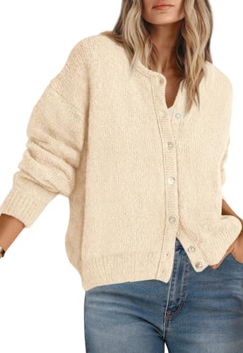 PRETTYGARDEN Long Sleeve Crewneck Button Down Womens Sweaters Fall Open Front Chunky Cardigan Sweaters for Women 2025