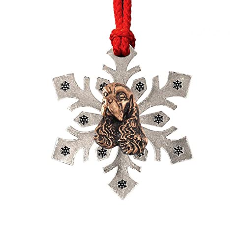 Handcrafted Copper Plated American Cocker Spaniel Dog Head Hanging Snowflake Ornament for Decorating Holiday Wreaths and Christmas Trees - Made in United States - SKU DC008SF