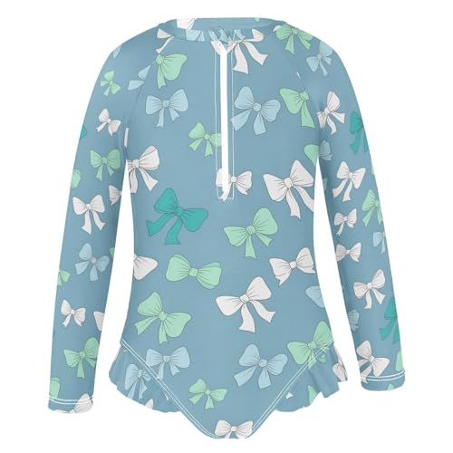 Bow Ties in Colors Girls Rash Guard Swimsuits Long Sleeve One Pieces Bathing Suit UPF 50+ Zipper Swimwear2
