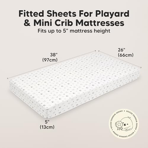 Image of 2-Pack Mini Crib Sheets Fitted, 38x26 Pack N Play Mattress Sheets (Nordic) | Organic Cotton Sheets for Pack and Play Mattress, Soft, Breathable Playard Bedding Sheet, Mini Toddler Bed Cover, Boys, Girls