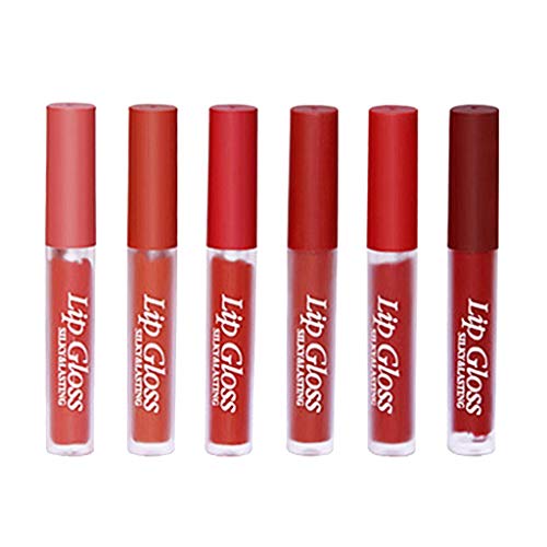 6 PCS Matte Liquid Lipstick set Waterproof Long Lasting Birthday Edition Durable Lipgloss Beauty Cosmetics Makeup Set Cute Tube Mouth Red Brick Red Aunt Lipstick Sweet Velvet (Multicolor)