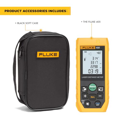 Image of Fluke 405 50mtr Digital Laser Distance Meter Tape with Free Carry Case Large LCD Display Rechargable Battery IP65 Dust & Water Resistant for Distance Area and Volume Measurement (1 Year Warranty)