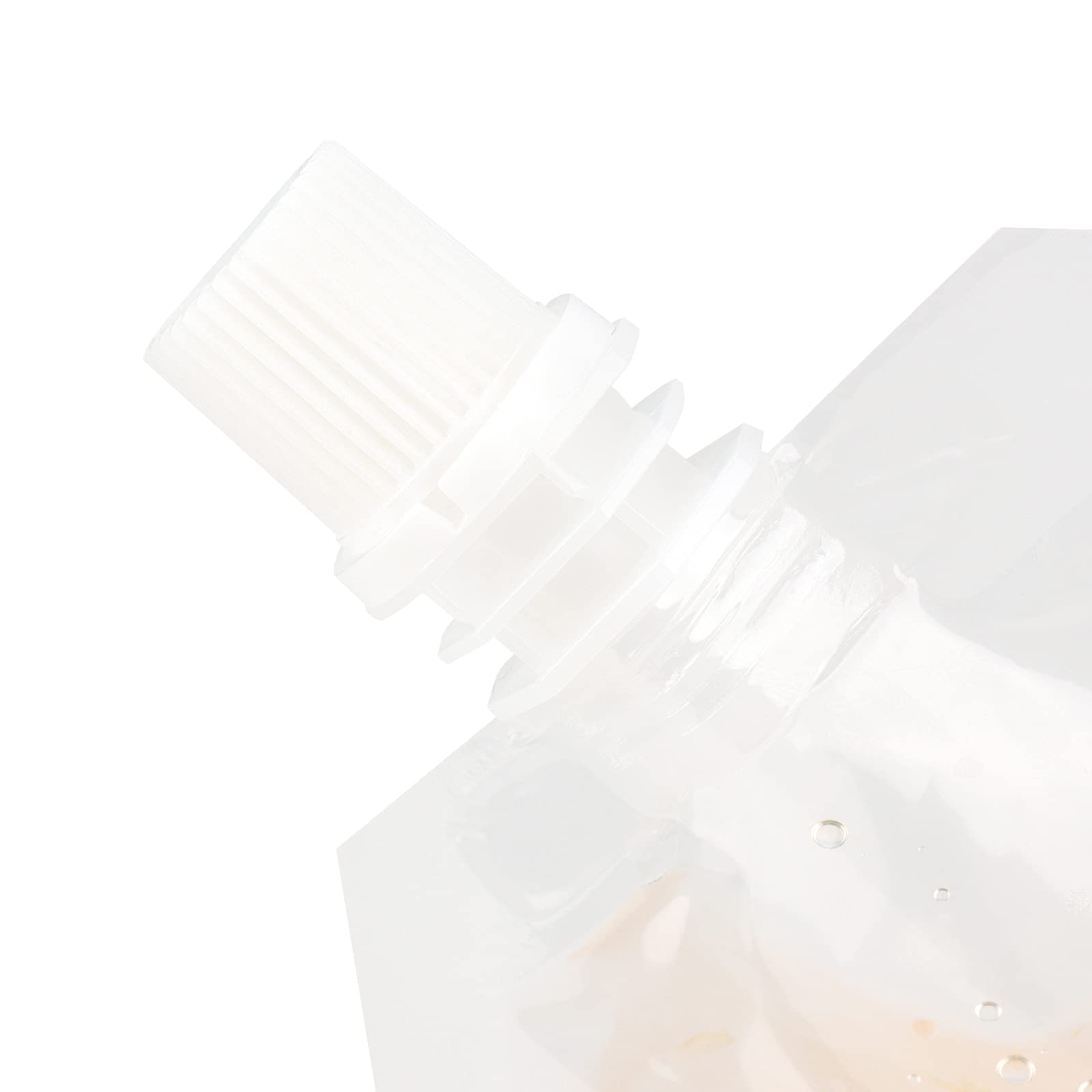 HAKZEON 50 bolsas de bebidas de 350 ml para festivales, bolsa de licor reutilizable transparente, frasco de bebidas con boquilla y embudo, bolsa de pie de mano para viajes bebidas a prueba de fugas