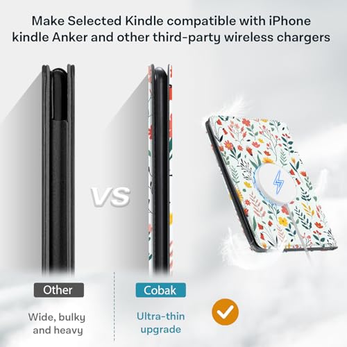 Image of CoBak Stand Case for 7 inch Kindle Paperwhite 12th Gen 2024 and Kindle Colorsoft with Hand Strap - Compatible with iPhone MagSafe, for Samsung /Belkin /Anker Wireless Charging Pads, Durable, Auto Sleep Wake