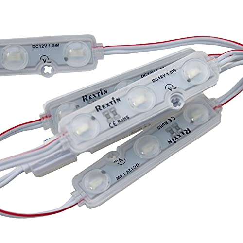 Rextin 200pcs 3 LED Módulo Super Bright Green 5630 5730 SMD Luz decorativa impermeable para letreros publicitarios con cinta adhesiva trasera (verde)
