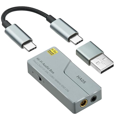 EYTSE アップグレード HA05 ポータブル USB C DAC ヘッドホンアンプ、デュアルCS43131、3.5mmと4.4mm出力、384kHz/32ビットDSD256高解像度スマートフォン/ラップトップ/PC/プレーヤー用