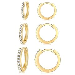 3 Pairs(8/10/12mm)-Gold