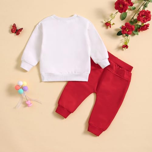 Toddler Boys Valentine's Day Spring Sports Long Sleeve Round Neck Pullover Suit Cute Letter Boys Clothes Size 52