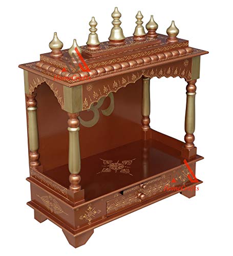 Templo Pooja Mandir解决空间不足的大尺寸金色木质家用神龛 HomeCrafts 24x12x30 pulgadas 6