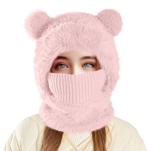 Kids Ski Mask Balaclava for Girls Boys, Winter Windproof Face Mask Hat for Cold Weather, Fleece Hooded Scarf Neck Warmer