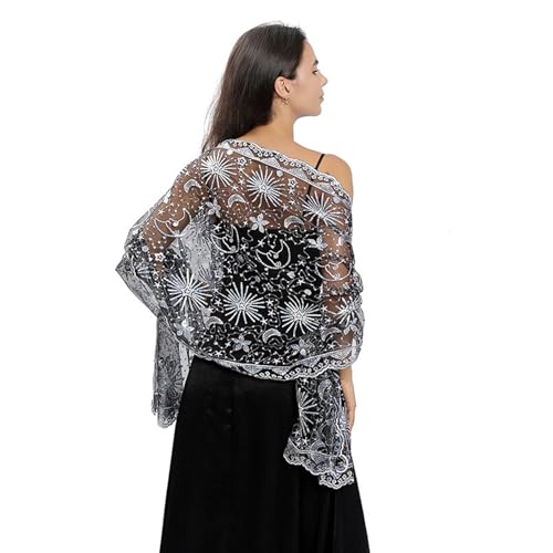 Ralcosuss Women’s Sequins Glitter Pashmina Scarf Shawl and Wrap for Evening Party Dresses Wedding Bride Bridal Gifts