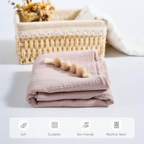 Image of Meracorallo Muslin Swaddle Blanket, 100% Cotton Receiving Blanket Soft and Breathable Swaddle Wrap for Baby Boys and Girls, Blush