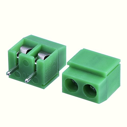 Kangwei 50 Pieces 2 Pin 5 Mm Pinch Pcb Mount Screw Terminal Block Connector 300V 10A (Green) #TOP2