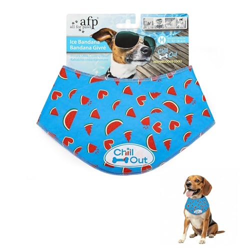 ALL FOR PAWS Cooling Bandana for Dogs Dog Cooling Neck Wrap Ice Dog Bandanas for Medium Dogs Cooling Scarf for Dogs Blue Neck Cooler for Dogs(M Neck Girth 15-18.1)