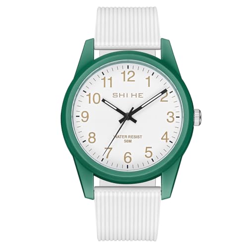 CIVO Reloj Mujer Analógico Pulsera Silicona Blanco 50M Impermeable Relojes Mujer Sencillo Elegante Redondo Luminoso Cuarzo Reloj Chica Unisex Casual, Regalo Mujer