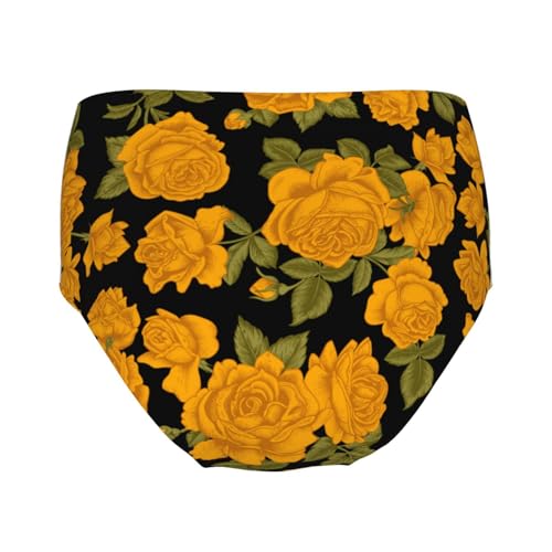 Vintage Flowers Yellow Roses Girls' Underwear Soft Cotton Little Girls Panties Comfort Briefs2