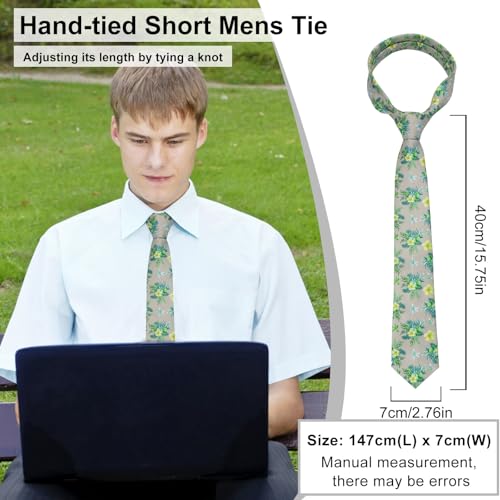 Image of Luckyvestir Mens Ties, Sage /Dusty Blue /Pink Floral Ties for Men, 2.76 inch Cotton Flower Necktie for Wedding /Groomsmen /Party