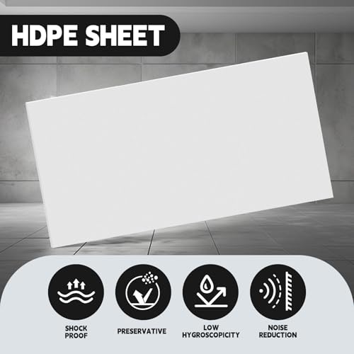 Image of Threehoney 1 Pcs White HDPE Sheet 1 /4 inch Thick 24 x 36 Inch, HDPE Plastic Sheet High Density Polyethylene Board Flexible Solid Plastic Block for DIY Projects Crafts Machining Home