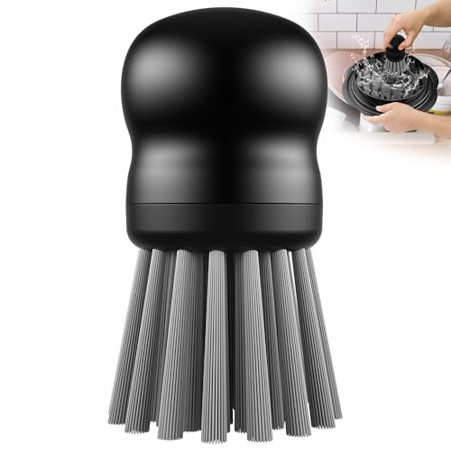 Image of Mini Dish Brush for Cleaning Chicken Shredder, Palm Brush Dish Scrubber with Ergonomic Grip, Kitchen Brush for Washing Dishes, Pans, Pots, Sink (1, Black)