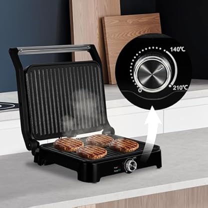 ZEEGMA GRILL CHEF BASE 2-in-1 Elektro-Kontaktgrill und Toaster für Paninis, Toast, Steaks, Gemüse, Leistung 2000 W, Antihaftbeschichtung, Temperatur- und Neigungswinkelverstellung – Bild 6
