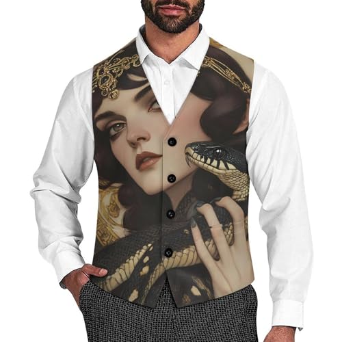 Serpent-Goddesses-Snake Men's Suit Vests Business Formal Dress Vest V-Neck Waistcoat for Wedding Casual