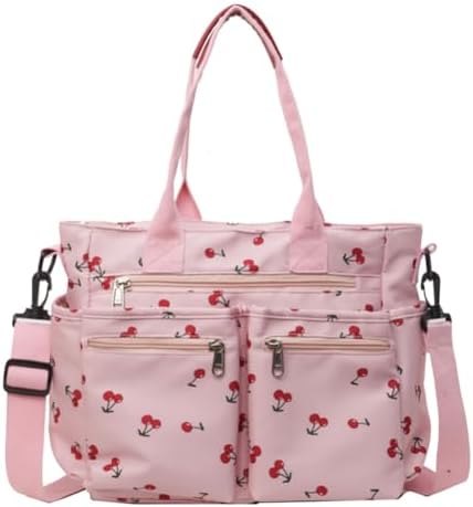 Cherry Tote Bags for Women - Coquette Handbag Large Capacity Cherry Crossbody Work Tote Purse Nylon Shoulder Bag