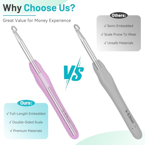 Image of Coopay Crochet Hooks Set with Case, 12 Size Ergonomic Crochet Needles for Beginner Adult Arthritic Hands, 2mm(B)-8mm(L) Extra Long Knitting Hook for Crocheting Yarn- Great DIY Craft Christmas Gift
