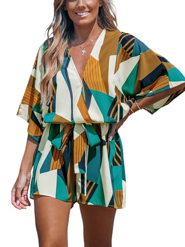 CUPSHE Women's Summer Romper Beach Vacation Loose Fit Half Sleeve