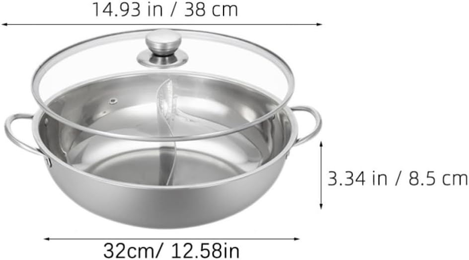 Stainless Steel Hot Pot with Divider, Dual Handle Stockpot