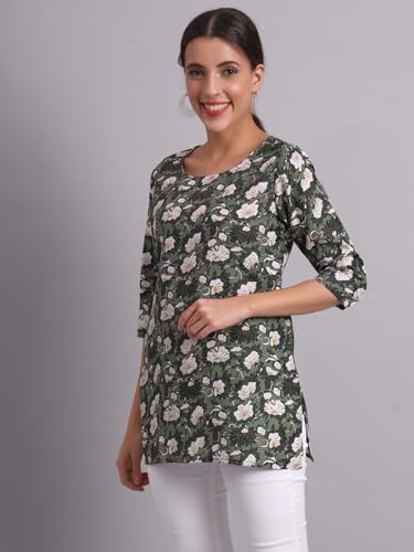 Image of PATLANI Women's Cotton Printed Short Fullstitched Kurti /Kurtas.