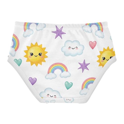 Toddler Girl Briefs, Cute Suns White Girls Cotton Underwear, 2T–8 Years2