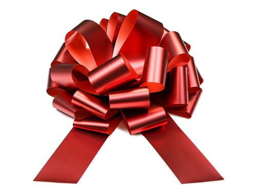 PartyDeco Nœud cadeau de 40 cm - Résistant aux intempéries - Grand nœud décoratif - Pour voiture, cadeau de Noël, mariage, anniversaire, anniversaire de mariage - Rouge