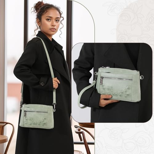 MEITRUE Wristlet Wallets Clutch Purses for Women - Rose Embossed Vegan Leather Small Crossbody Bag Mini Cell Phone Wallet Purse with Adjustable Strap & Card Pockets by MEITRUE - Image 2