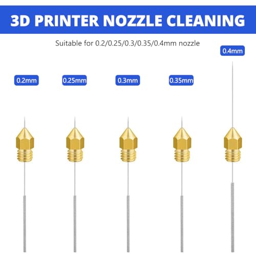 Image of Serplex 3D Printer Nozzle Cleaning Needle Kit 10Pcs, 0.2-0.4mm Pins Set