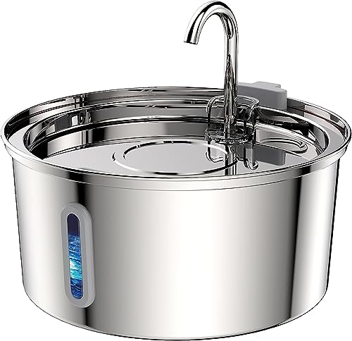 TOMXCUTE 3.2L Stainless Steel Cat Water Fountain for Drinking Tap Cat Fountain for Cats Terriers small-sized dogs